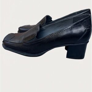 NEW Feet First Leather Block Heel square toe shoes loafers